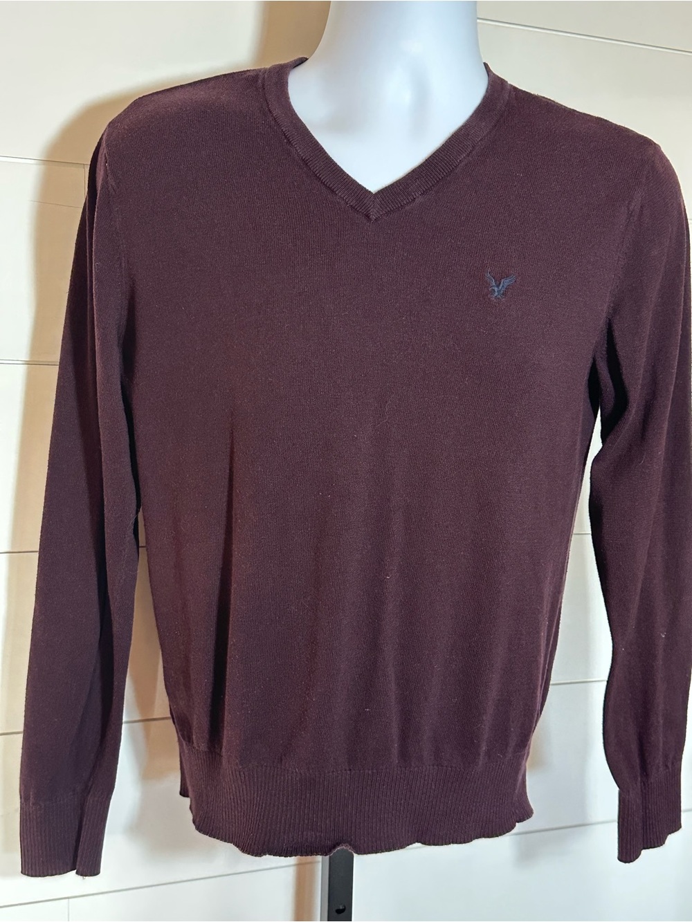 Men's V-Neck Sweater in Burgundy - Classic Look